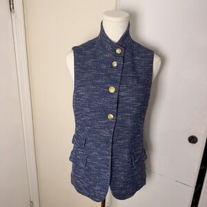 Rag And Bone Women's Space Vest In Blue Sz 4 With Gold Buttons